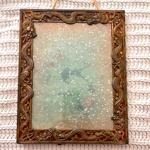 🐉Vintage MCM Mid Century Modern Brass Hanging Dragon Frame Wall Art Decor🐉 - Picture 2 of 16